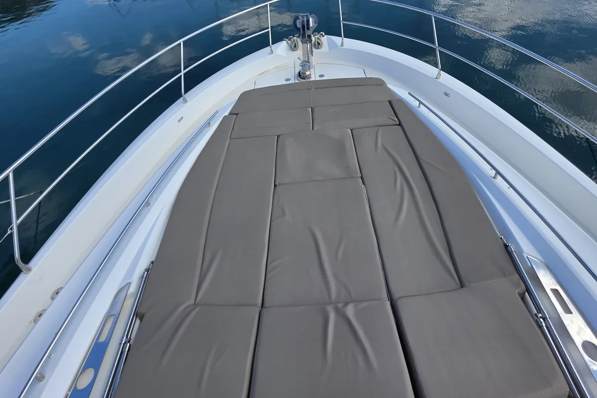 Deck of Very Bery, a Prestige 550 Fly motorboat at Primošten, Croatia