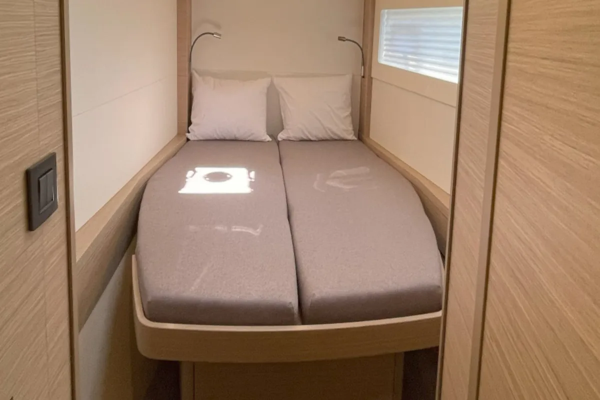 Cabin on ASTRAEUS, a Lagoon 46 catamaran at Skiathos, Greece