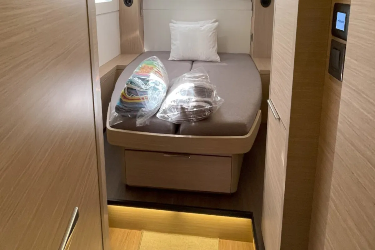Cabin on ASTRAEUS, a Lagoon 46 catamaran at Skiathos, Greece