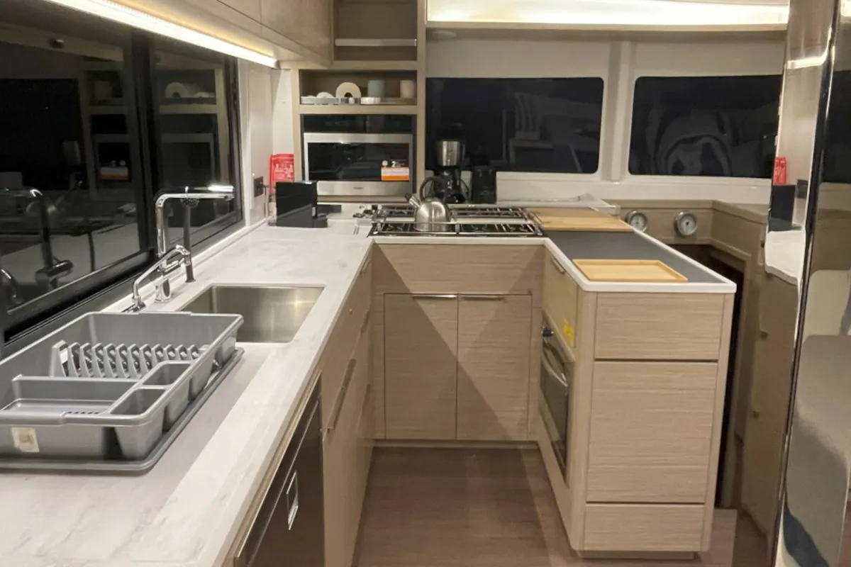 Galley of ASTRAEUS, a Lagoon 46 catamaran at Skiathos, Greece