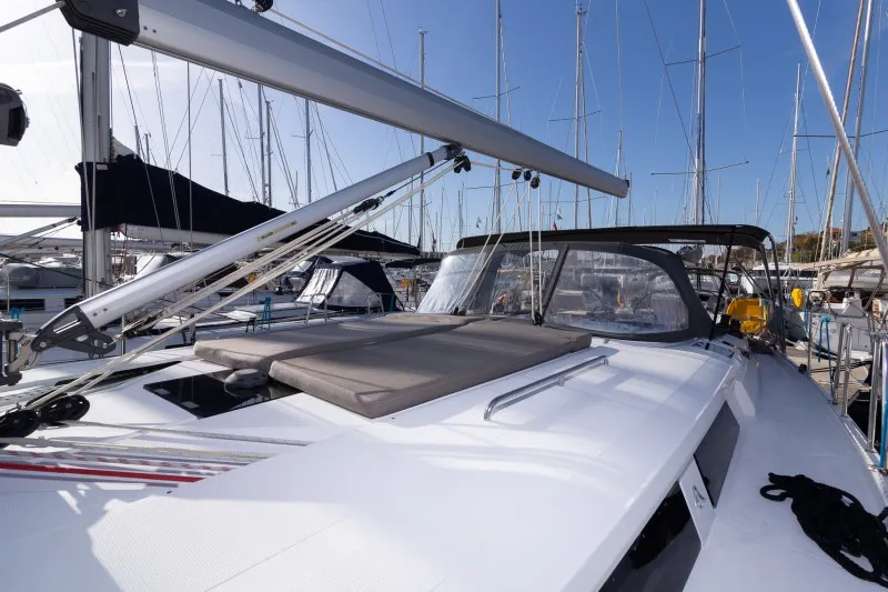 Deck of Anse, a Hanse 505 sailboat at Šibenik, Croatia