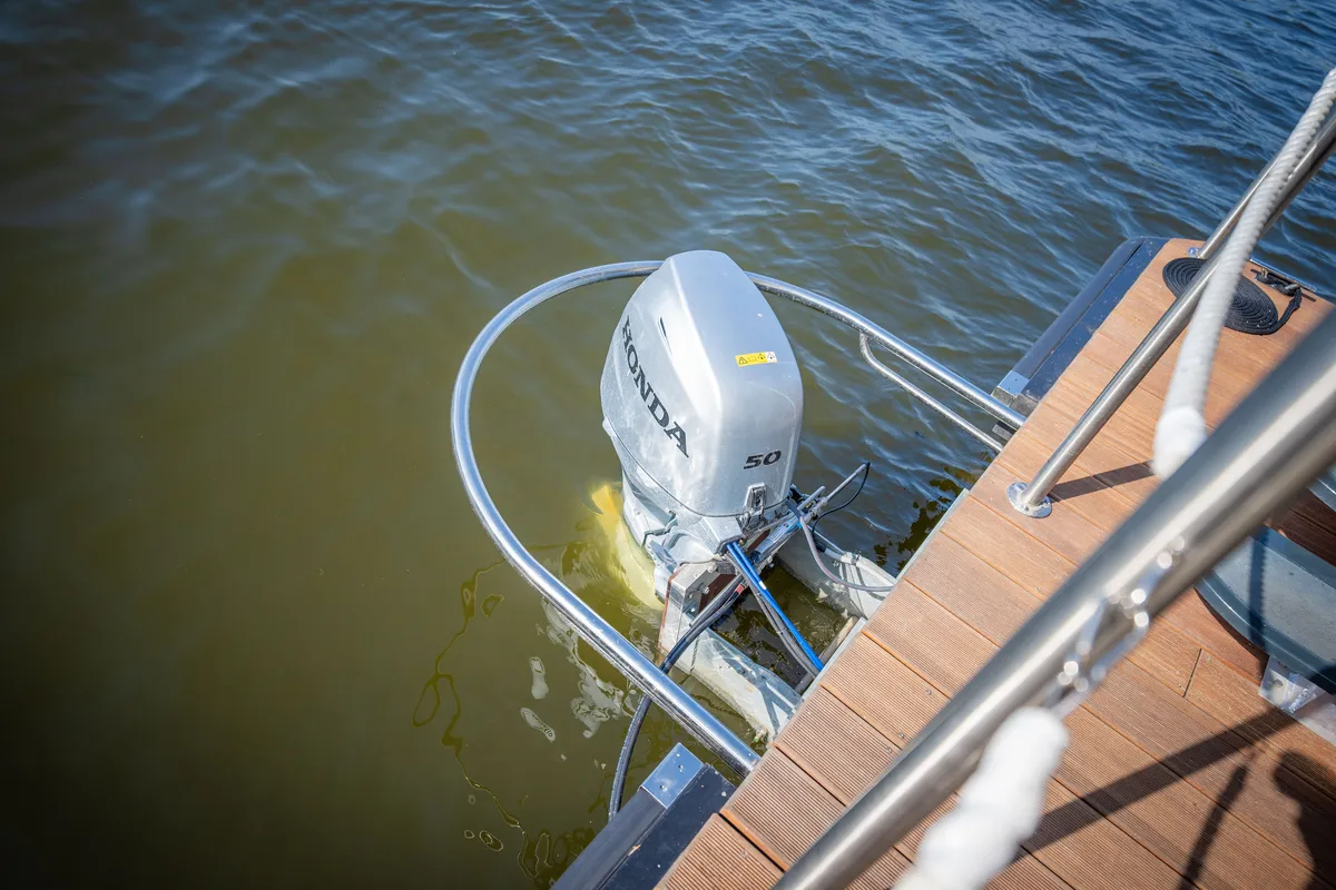Frigga, a Woma D13 motorboat at Fürstenberg/Havel, Germany