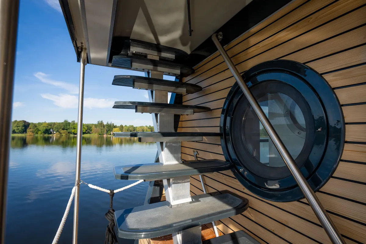 Exterior view of Frigga, a Woma D13 motorboat at Fürstenberg/Havel, Germany