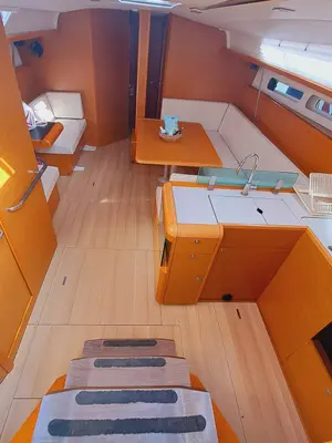Galley of MIENTRAS TANTO, a Jeanneau Sun Odyssey 449 sailboat at Sant Antoni de Portmany, Spain