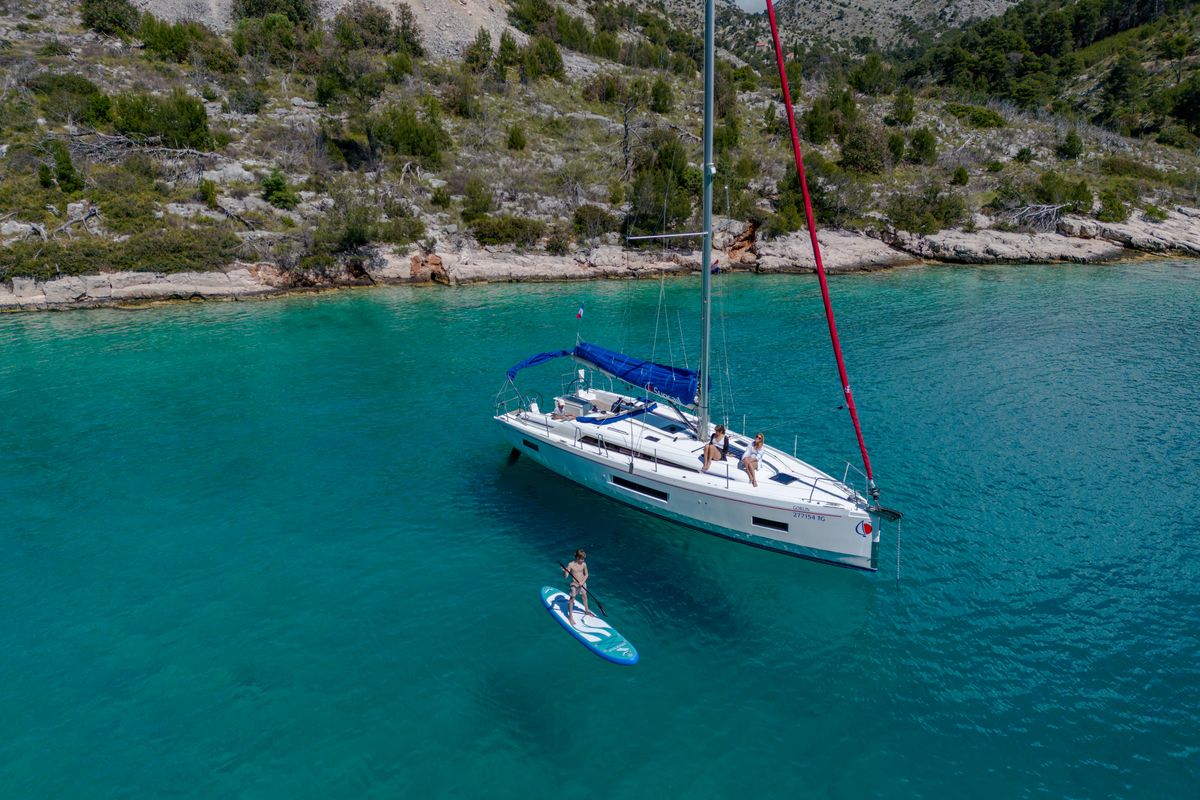 Exterior view of Sunsail 42 Classic, a Beneteau Oceanis 40.1 sailboat at Općina Marina, Croatia