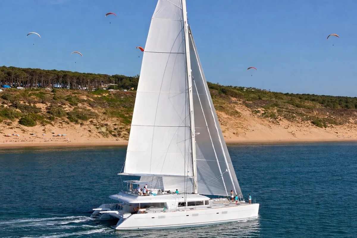 Shida, a Lagoon 620 catamaran at Castellammare di Stabia, Italy