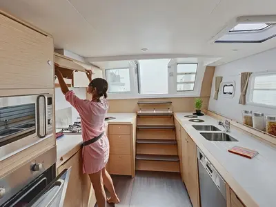 Galley of Shida, a Lagoon 620 catamaran at Castellammare di Stabia, Italy