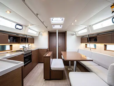 Salon of Esperanza, a Beneteau Oceanis 46.1 sailboat at Lavrion, Greece