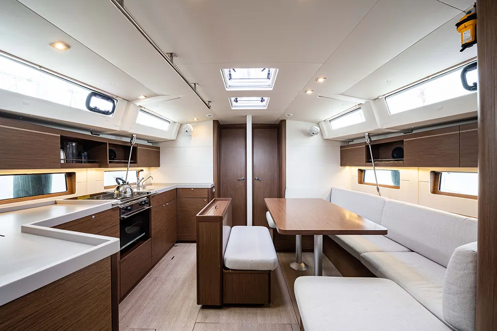 Salon of Esperanza, a Beneteau Oceanis 46.1 sailboat at Lavrion, Greece