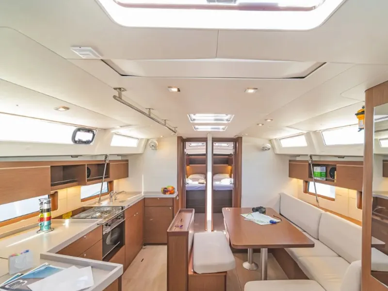 Galley of Esperanza, a Beneteau Oceanis 46.1 sailboat at Lavrion, Greece