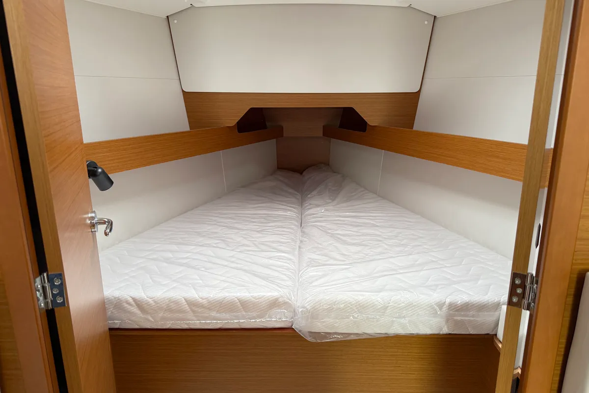 Cabin on Serineh, a Jeanneau Sun Odyssey 349 sailboat at Punat, Croatia