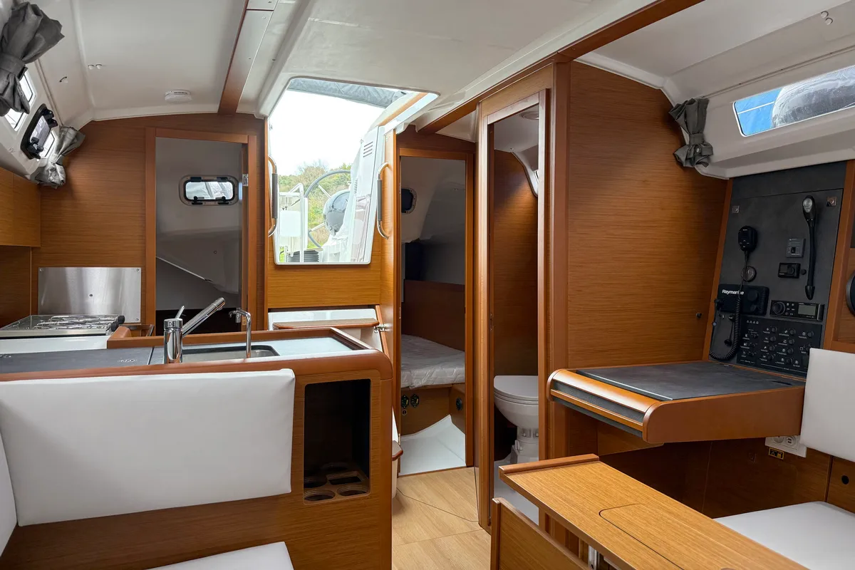 Salon of Serineh, a Jeanneau Sun Odyssey 349 sailboat at Punat, Croatia
