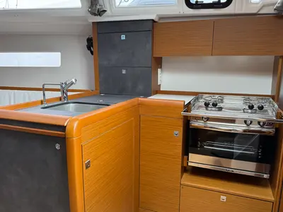 Galley of Serineh, a Jeanneau Sun Odyssey 349 sailboat at Punat, Croatia