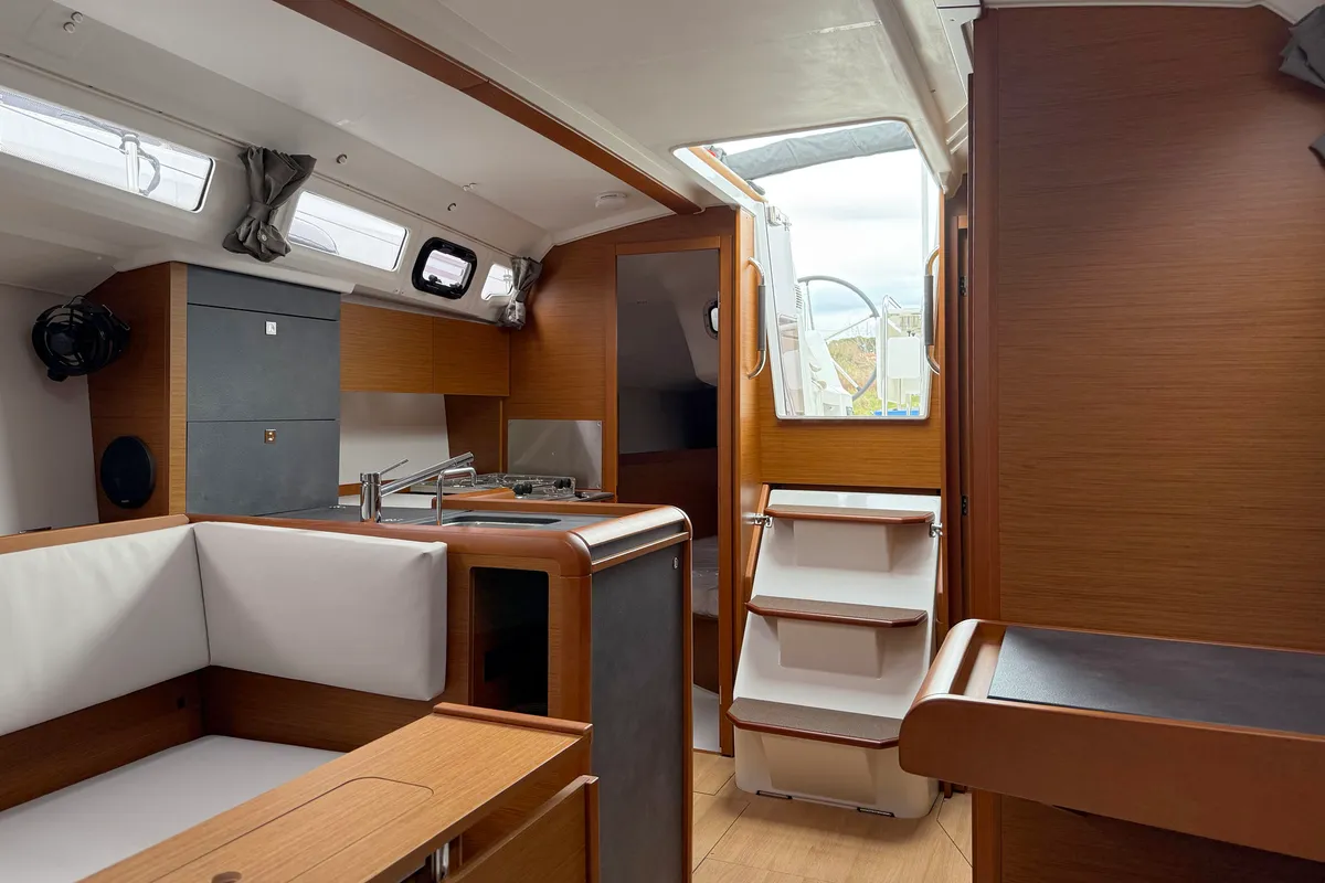 Salon of Serineh, a Jeanneau Sun Odyssey 349 sailboat at Punat, Croatia