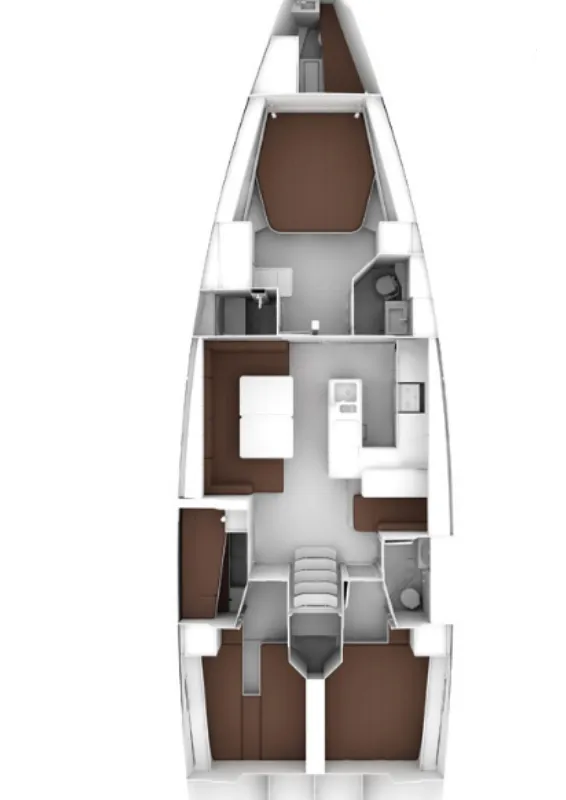 Floor plan of Baby Blue 2, a Bavaria Cruiser 56 sailboat at Split, Croatia