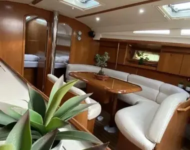 Salon of Tattoo, a Jeanneau Sun Odyssey 45 sailboat at Sithonia Municipal Unit, Greece