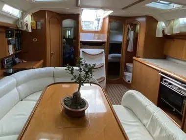 Salon of Tattoo, a Jeanneau Sun Odyssey 45 sailboat at Sithonia Municipal Unit, Greece