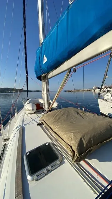 Deck of Tattoo, a Jeanneau Sun Odyssey 45 sailboat at Sithonia Municipal Unit, Greece