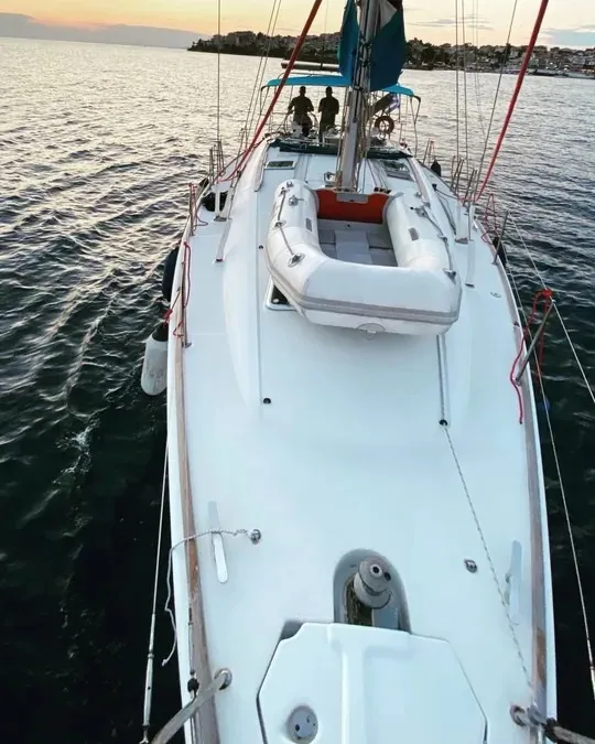 Exterior view of Tattoo, a Jeanneau Sun Odyssey 45 sailboat at Sithonia Municipal Unit, Greece