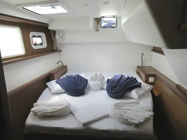 Cabin on Poivre, a Lagoon 450 S catamaran at Roche Caiman, Seychelles