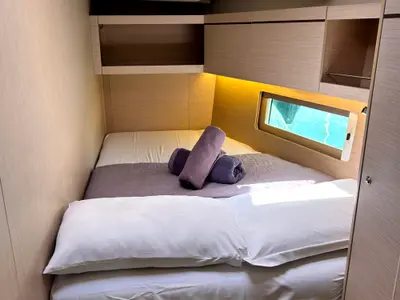Cabin on Capriccio, a Beneteau Oceanis 46.1 sailboat at Kontokali, Greece