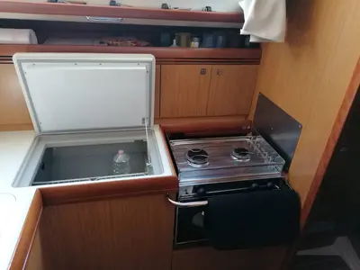 Galley of Xenia, a Jeanneau Sun Odyssey 39i sailboat at Piombino, Italy