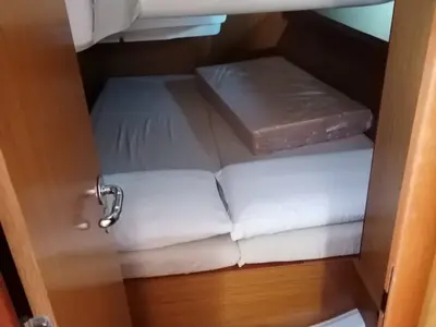 Cabin on Xenia, a Jeanneau Sun Odyssey 39i sailboat at Piombino, Italy