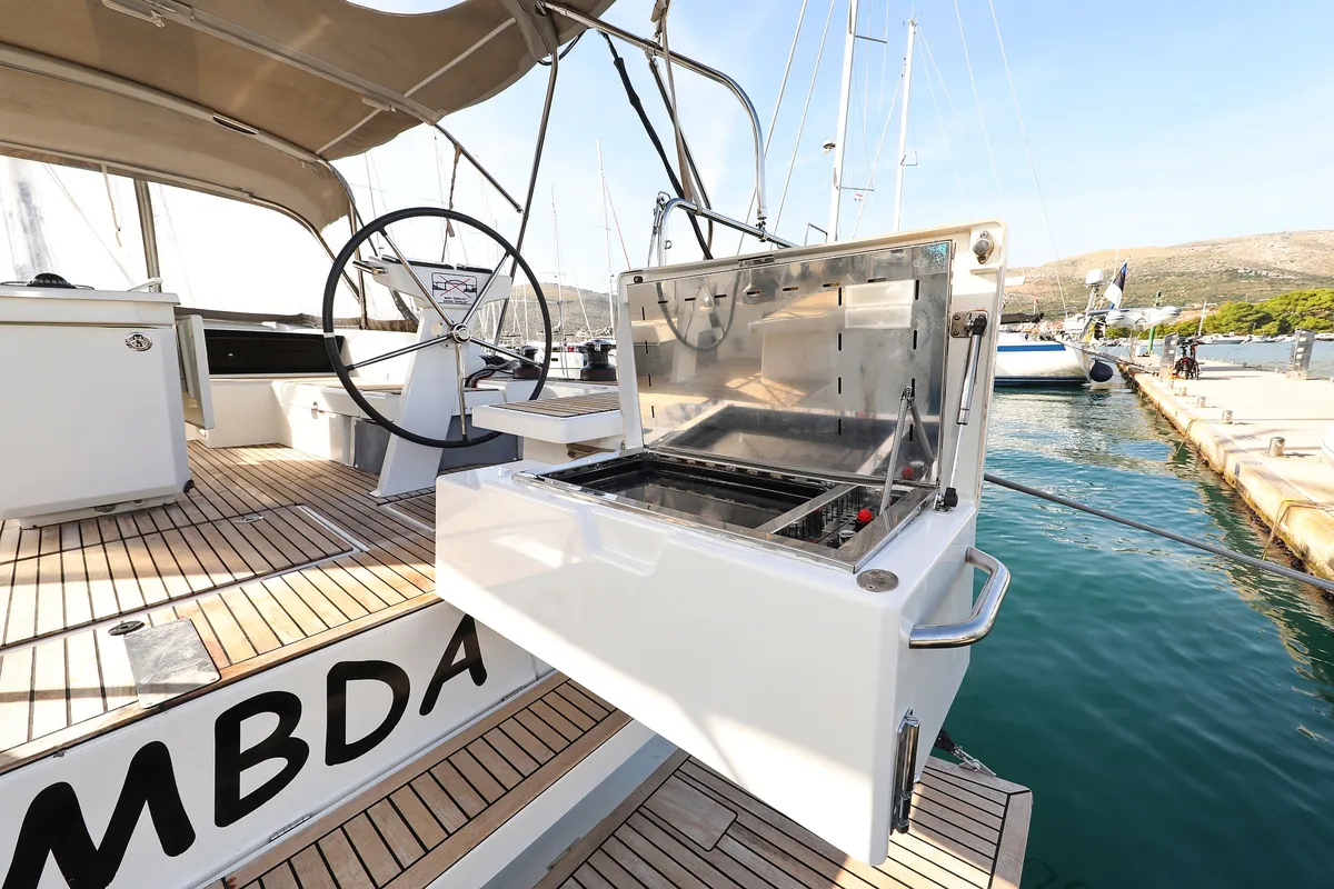 Deck of Lambda, a Beneteau Oceanis 46.1 sailboat at Grad Trogir, Croatia
