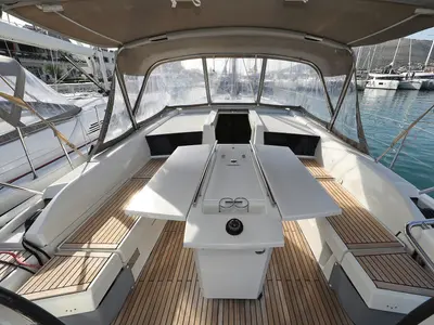 Deck of Lambda, a Beneteau Oceanis 46.1 sailboat at Grad Trogir, Croatia