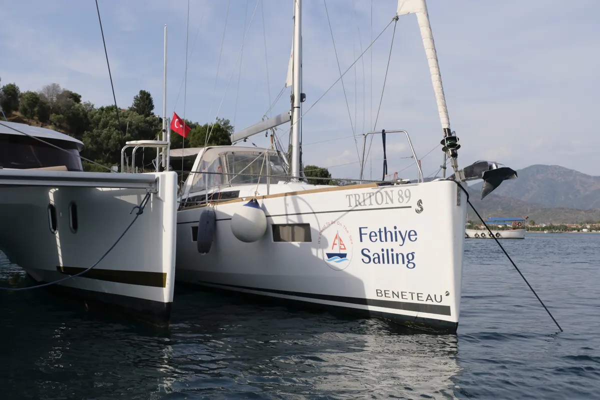 Exterior view of Triton 89, a Beneteau Oceanis 38.1 sailboat at Fethiye, Turkey