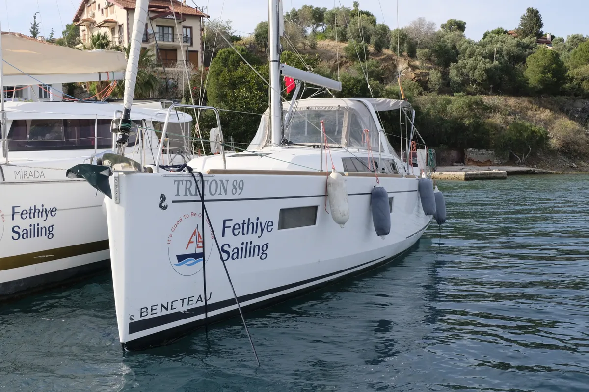 Exterior view of Triton 89, a Beneteau Oceanis 38.1 sailboat at Fethiye, Turkey