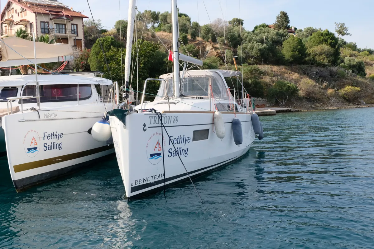 Exterior view of Triton 89, a Beneteau Oceanis 38.1 sailboat at Fethiye, Turkey
