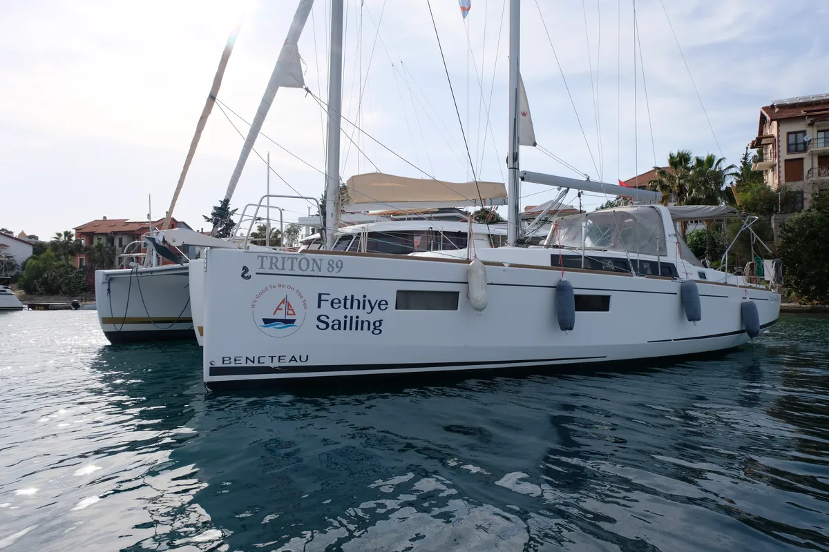 Exterior view of Triton 89, a Beneteau Oceanis 38.1 sailboat at Fethiye, Turkey