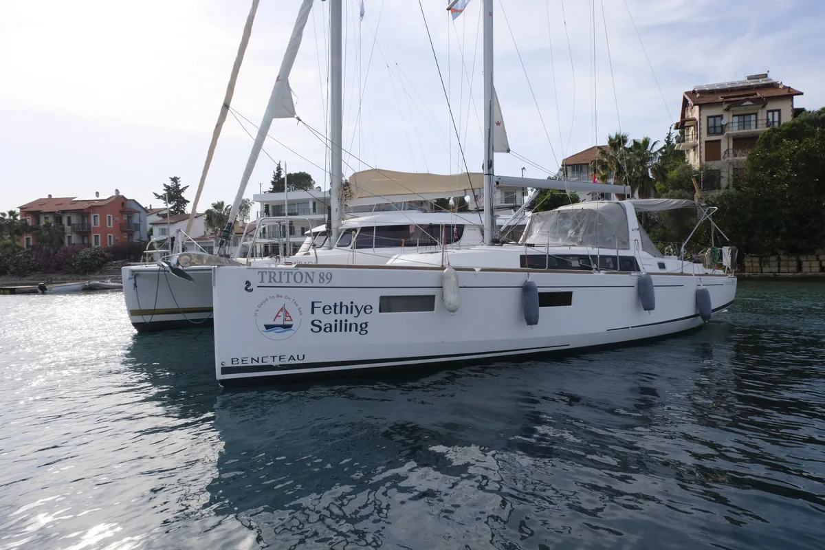 Exterior view of Triton 89, a Beneteau Oceanis 38.1 sailboat at Fethiye, Turkey