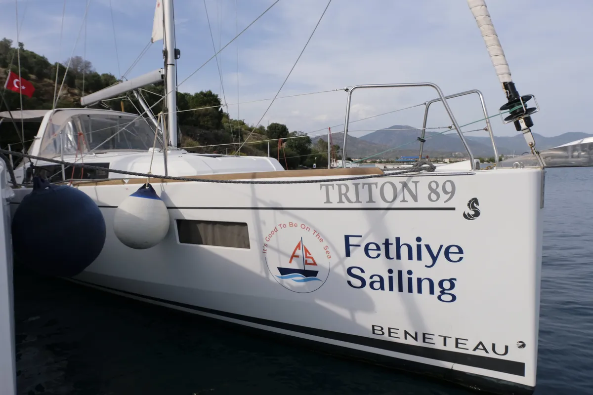 Exterior view of Triton 89, a Beneteau Oceanis 38.1 sailboat at Fethiye, Turkey