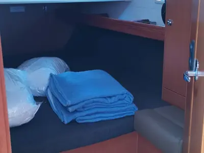 Cabin on Volante, a Bavaria Cruiser 46 sailboat at Volos, Greece