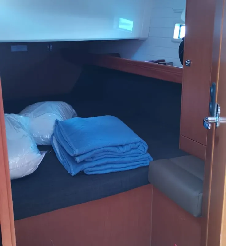 Cabin on Volante, a Bavaria Cruiser 46 sailboat at Volos, Greece
