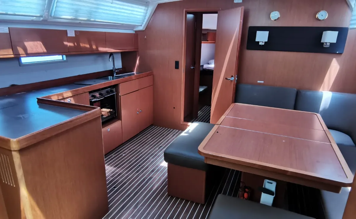 Salon of Volante, a Bavaria Cruiser 46 sailboat at Volos, Greece