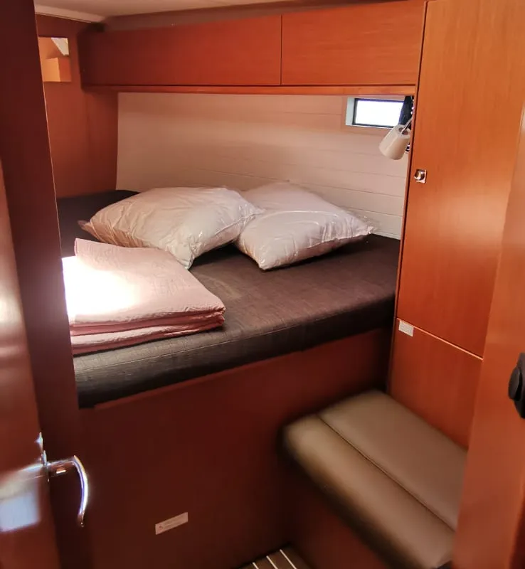 Cabin on Volante, a Bavaria Cruiser 46 sailboat at Volos, Greece