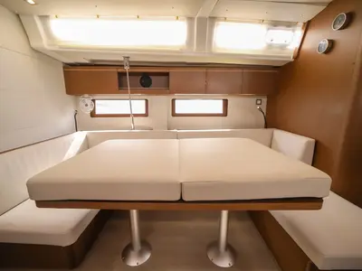Salon of Artemide, a Beneteau Oceanis 51.1 sailboat at Olbia, Italy