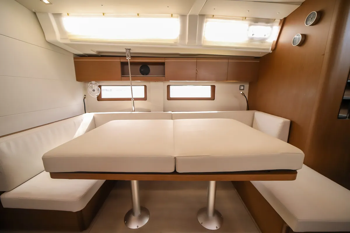 Salon of Artemide, a Beneteau Oceanis 51.1 sailboat at Olbia, Italy
