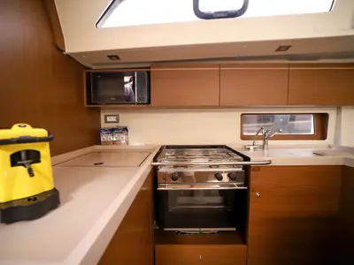 Galley of Artemide, a Beneteau Oceanis 51.1 sailboat at Olbia, Italy
