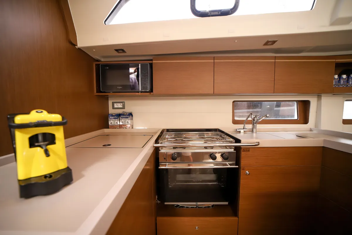 Galley of Artemide, a Beneteau Oceanis 51.1 sailboat at Olbia, Italy