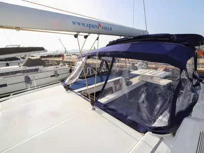 Deck of Artemide, a Beneteau Oceanis 51.1 sailboat at Olbia, Italy