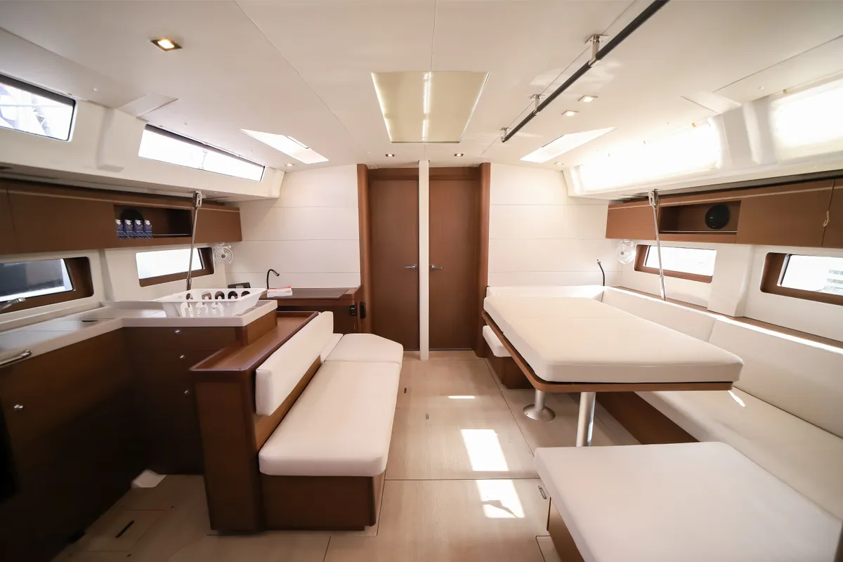 Salon of Artemide, a Beneteau Oceanis 51.1 sailboat at Olbia, Italy