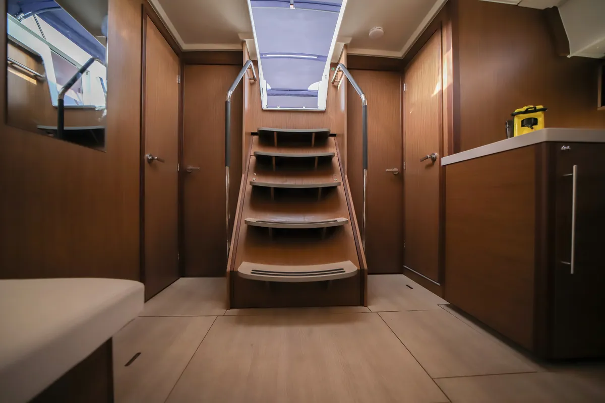 Salon of Artemide, a Beneteau Oceanis 51.1 sailboat at Olbia, Italy