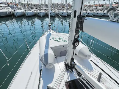 Deck of Hemonaty, a Bavaria Cruiser 41 sailboat at Biograd na Moru, Croatia