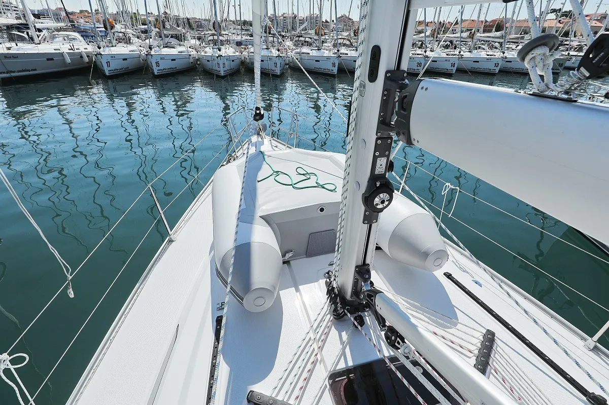 Deck of Hemonaty, a Bavaria Cruiser 41 sailboat at Biograd na Moru, Croatia