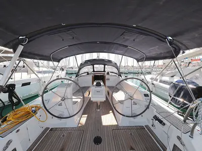 Cockpit of Hemonaty, a Bavaria Cruiser 41 sailboat at Biograd na Moru, Croatia