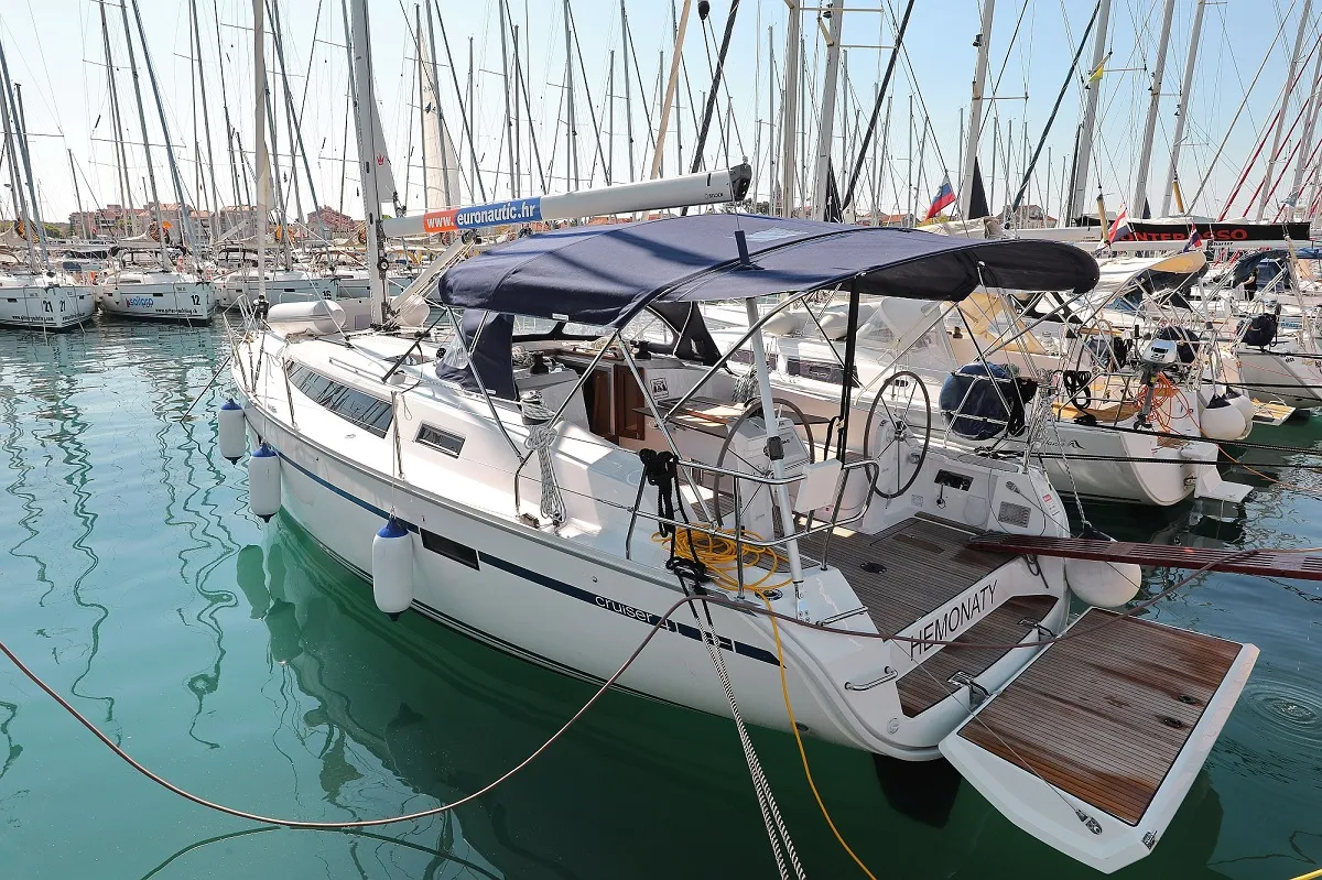 Exterior view of Hemonaty, a Bavaria Cruiser 41 sailboat at Biograd na Moru, Croatia